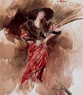 Lady In Red Dress 1916