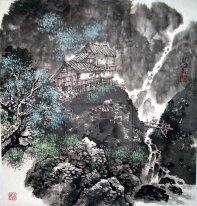 Trees and Building - Chinese Painting