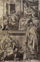 Die Heilige Familie mit hl. Antonius Abt, Catherine und die Infa
