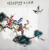 Birds & Plum & Pine & Bamboo - Pintura Chinesa