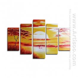 Hand-painted Abstract Oil Painting - Set of 5