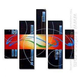 Hand-painted Abstract Oil Painting - Set of 5