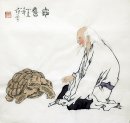 Vieil homme, Tortoise - Peinture chinoise