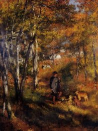 The Painter Jules Le Coeur Walking His Dogs In The Forest Of Fon