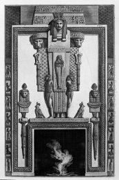 Fireplace Topped By A Large Egyptian Style Caryatids From A Vari