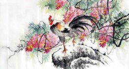Chicken-Peony - Pintura Chinesa