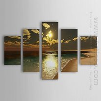 Tangan-Dicat Oil Painting Landscape Landscape - Set Dari 5