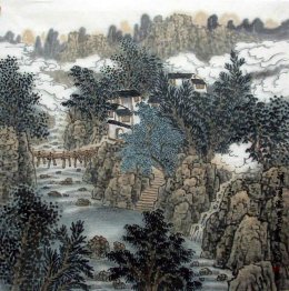 A Village in the Mountain - Chinese Painting