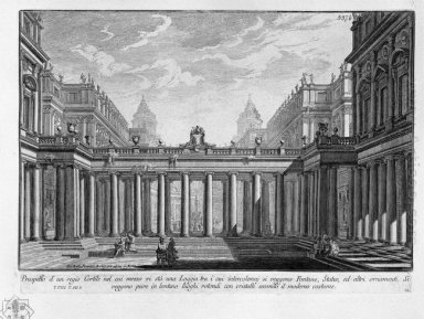 Perspective d\'une cour royale avec une loggia In The Middle