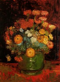 Vase With Zinnias 1886 Vase With Zinnias 1886