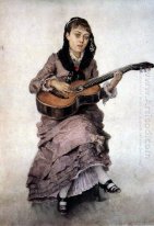 Portrait Of Princess S A Kropotkina With Guitar 1882