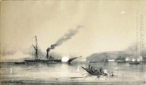 Navio a vapor Kolkhida lutando contra os barcos turcos no St. Ni