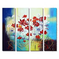 Hand-painted Floral Oil Painting - Set of 4