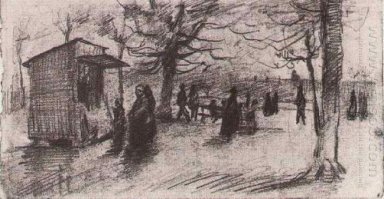 La terrasse des Tuileries avec des gens marchant 1886