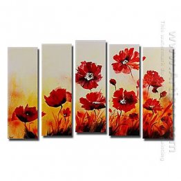 Hand-painted Floral Oil Painting - Set of 5