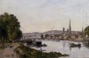 Rouen vue sur la rivière Seine 1895