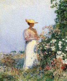 Lady In Flower Garden