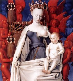 Madonna And Child Left Panel Of Diptych De Melun