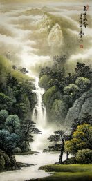 Mountains, waterfall - Chinese Painting