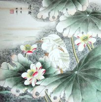 Crane & Lotus - pintura china