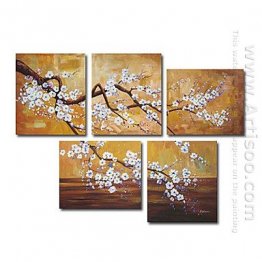 Hand-painted Floral Oil Painting - Set of 5