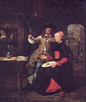 Portrait of the Artist with his Wife Isabella de Wolff in a Tave