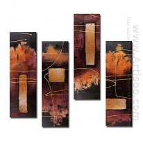 Hand-painted Abstract Oil Painting - Set of 4