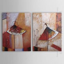 Hand-painted Abstract Oil Painting - Set of 2