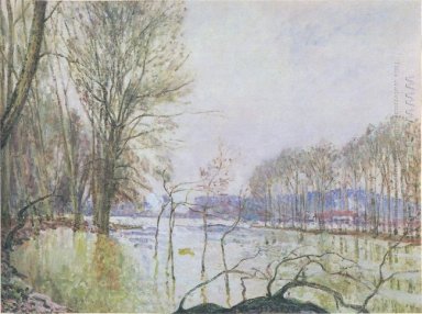 the banks of the seine in autumn flood