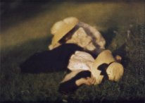 Miss Mary och Edeltrude ligger i gräset