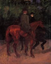 Man And Woman Riding Through The Woods 1901