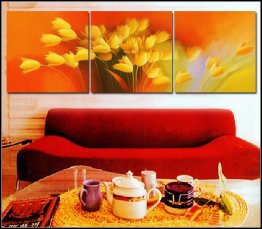 Hand-painted Abstract Oil Painting with Stretched Frame-Set of 3