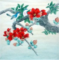 Pintura china - Birds-Flor