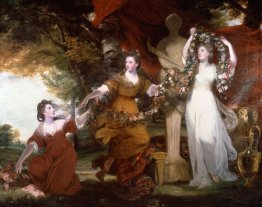 Three Ladies Adorning A Term Of Hymen 1773