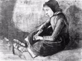 Girl With Black Cap Sitting On The Ground 1881