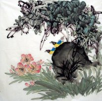 Pájaros y flores - Pintura china