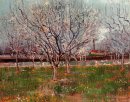 Obstgarten in der Blüte Pflaumenbäume 1888