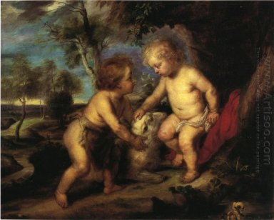 Kristusbarnet och den begynna St John efter Rubens
