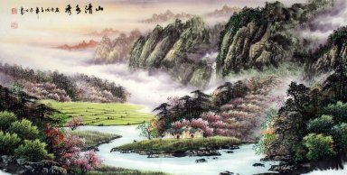 Montagnes, l\'eau, les arbres - Peinture chinoise