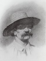 Mannen s head in a straw hat