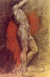 Standing Sitter On The Background Of Red Drapery 1802