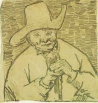 The Old Peasant Patience Escalier With Walking Stick Half Figure