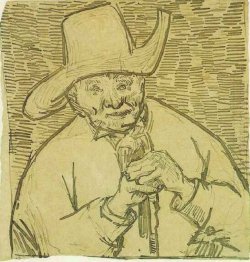 The Old Peasant Patience Escalier With Walking Stick Half Figure