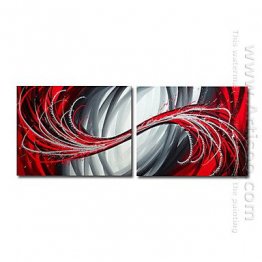 Hand-painted Abstract Oil Painting - Set of 2