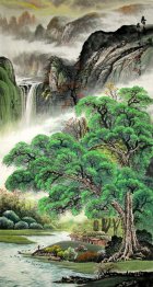 Mountains and waterfall - Chinese Painting