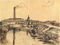 Canal com ponte e mulheres que lavam 1888