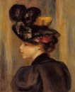 Jeune femme portant un chapeau noir 1895