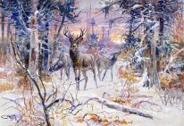 Deer in a Snowy Forest