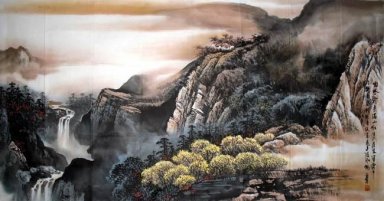 Горы, водопад - китайской живописи
