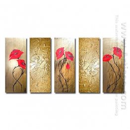 Hand-painted Floral Oil Painting - Set of 5